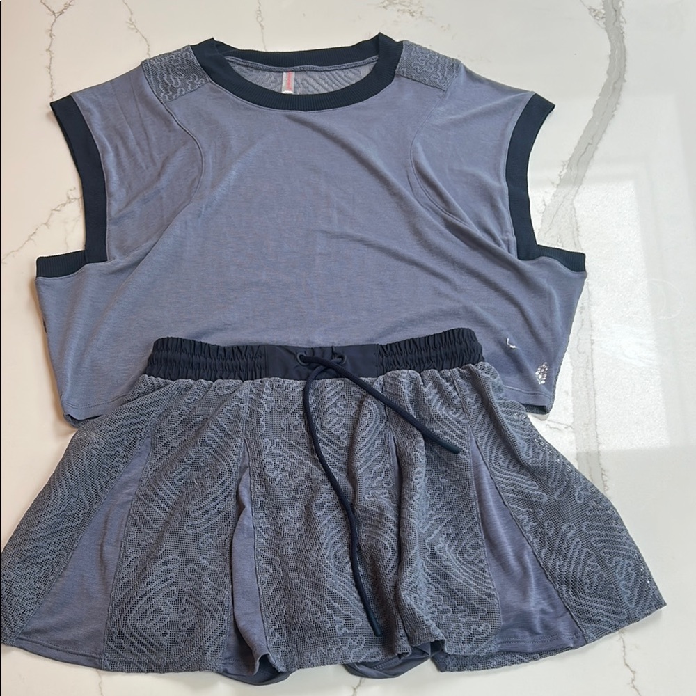 FP Movement Blue Skirt Set with Vibrant Style